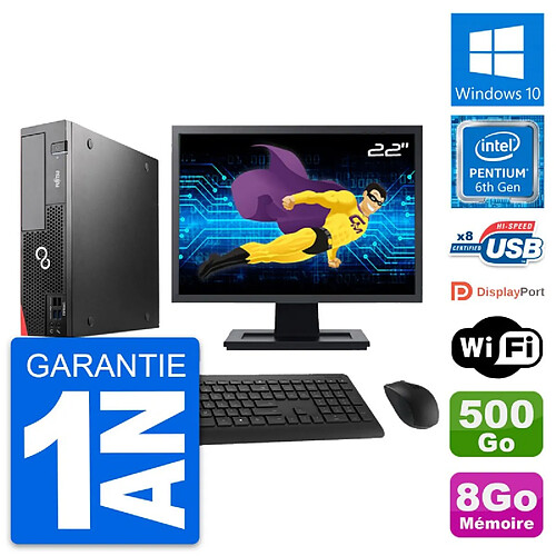 PC Fujitsu D556 DT Ecran 22" Intel G4400 RAM 8Go Disque 500Go Windows 10 Wifi · Occasion