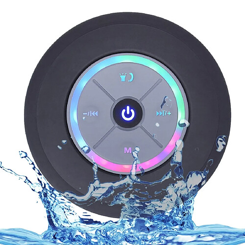 Wewoo Enceinte Bluetooth étanche Haut-parleur sans fil BTS-08 Led Radio FM Subwoofer Colonne carte Micro SD Ventouse Mini de Douche Noir