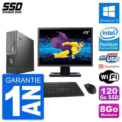 PC Fujitsu E720 E85+ DT Ecran 19" Intel G3220 RAM 8Go SSD 120Go Windows 10 Wifi · Occasion