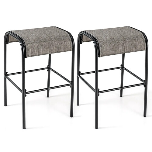 Helloshop26 Ensemble de 2 tabourets de bar tabourets bistrot en métal haut de 76 cm siège en tissu incurvé cadre en métal robuste café 20_0008464