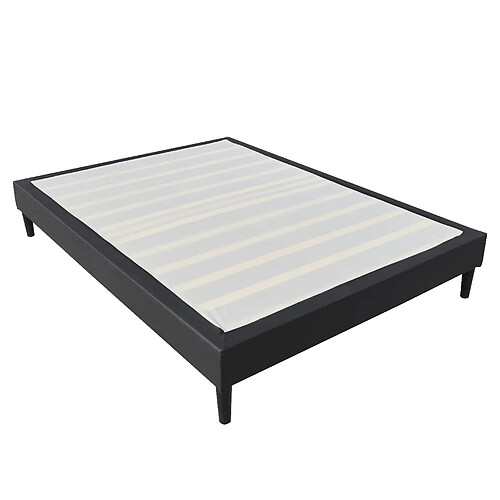 Nuits D'Or Sommier Tapissier Noir 90x190 déhoussable housse lavable - revetement Tissu PVC