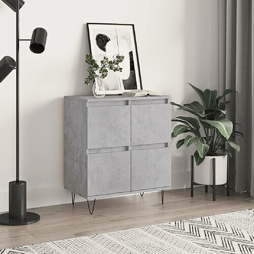 Maison Chic Buffet,Meuble de Rangement,commode pour salon,Cuisine Gris béton 60x35x70 cm Bois d'ingénierie -MN92515