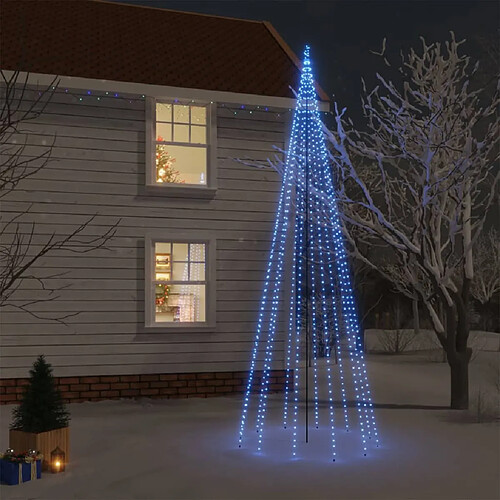 vidaXL Sapin de Noël avec piquet 732 LED Bleues 500 cm