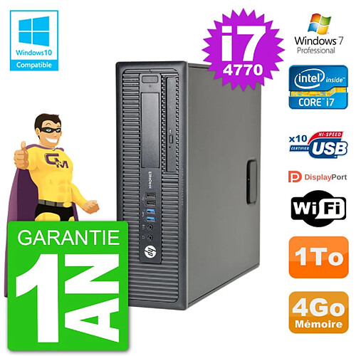 PC HP EliteDesk 800 G1 SFF i7-4770 RAM 4Go Disque 1To Graveur DVD Wifi W7 · Occasion