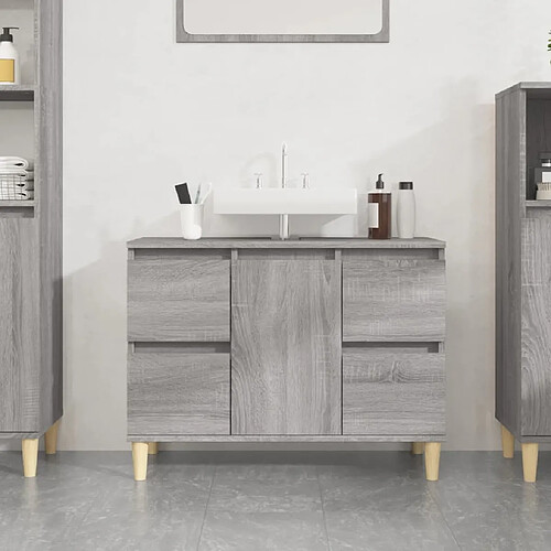 vidaXL Meuble d'évier sonoma gris 80x33x60 cm bois d'ingénierie