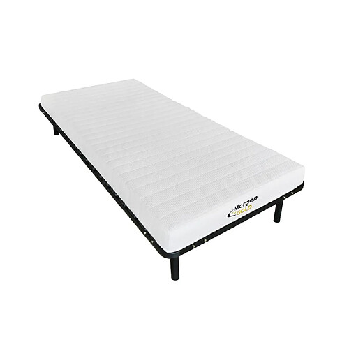 Vente-Unique Ensemble 90 x 190 cm cadre à lattes + matelas mousse 7 zones ép.12cm- STELO de MORGENGOLD