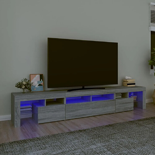 Maison Chic Meubles TV avec lumières LED - Banc TV pour salon Sonoma gris 230x36,5x40 cm -MN96274