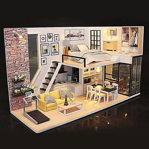 Universal DIY Puzzle 3D en Bois Micro Maison Meubles LED Décoration Idées Cadeaux M038 - Multicolore