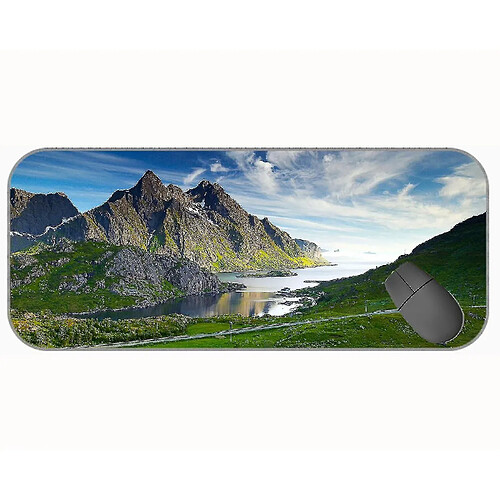 Universal (750x300x3) Long XXL Mousepad, paysage Mountain River Sky Non-Slip R