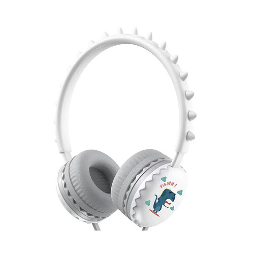 LUUCOZK Casque filaire universel 3,5 mm en forme de dinosaure mignon pour téléphone portable - Blanc