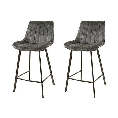 Mes Lot de 2 chaises de bar 50x54x96 cm en velours anthracite - LANZ