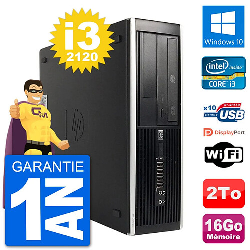 PC HP Compaq 6200 Pro SFF Intel i3-2120 RAM 16Go Disque Dur 2To Windows 10 Wifi · Occasion