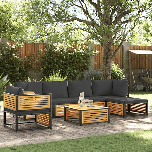 vidaXL Salon de jardin avec coussins 7 pcs bois massif d'acacia