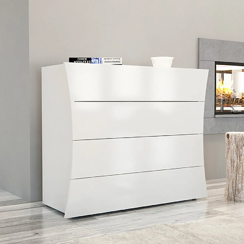 Ahd Amazing Home Design Commode Design Chambre 4 Tiroirs Blanc Brillant Arco Draw