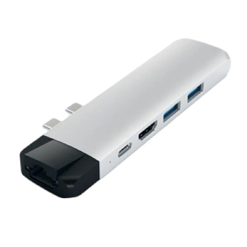 Satechi Hub Double USB-C Pro en Aluminium avec Ethernet et HDMI 4K Argent