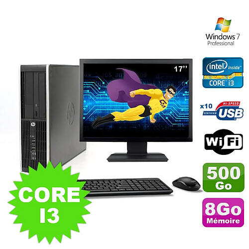 Lot PC HP Compaq Elite 8100 SFF Core I3-530 8Go 500Go DVD WIFI W7 + Ecran 17" · Occasion