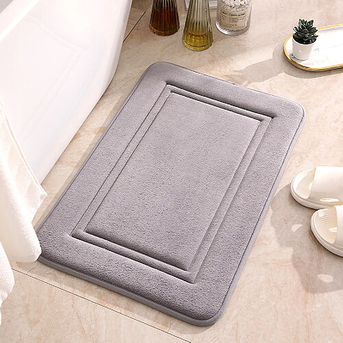 LUUCOZK Tapis de bain antidérapants absorbants à séchage rapide, tapis de décoration de salle de bain-gris-40 x 60cm