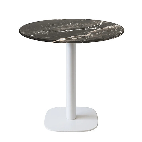 Restootab Table Ø70cm - modèle Round pied blanc marbre royal