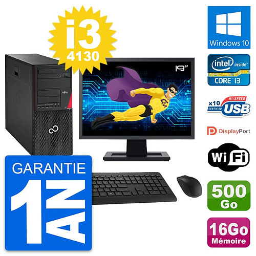 PC Tour Fujitsu P720 Ecran 19" i3-4130 RAM 16Go Disque 500Go Windows 10 Wifi · Occasion