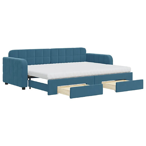 Maison Chic Lit d'appoint avec gigogne et tiroirs | Lit de jour | Lit de repos bleu 80x200 cm velours -GKD86488