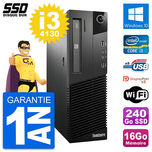 PC Lenovo ThinkCentre M93p SFF Intel i3-4130 RAM 16Go SSD 240Go Windows 10 Wifi · Occasion