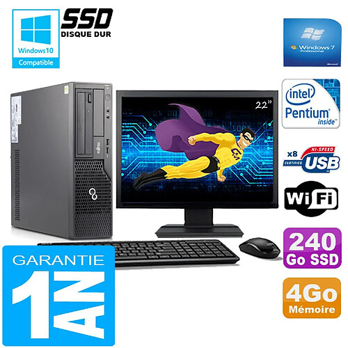 PC Fujitsu Esprimo E500 E85+ SFF G640 4Go Disque 240Go SSD Wifi W7 Ecran 22" · Occasion