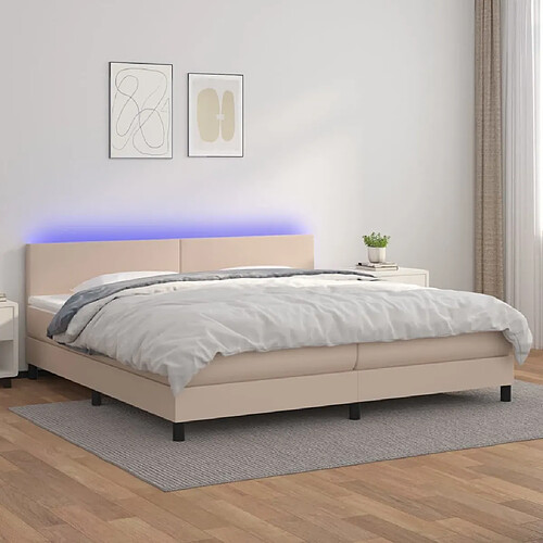 Sommier à lattes LED,Cadre à lattes de lit avec matelas pour Adulte Cappuccino 200x200 cm -MN92775