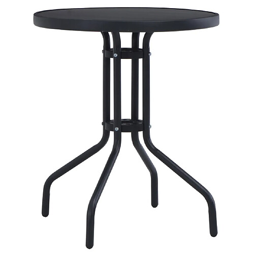 vidaXL Table de jardin Noir 60 cm Acier et verre