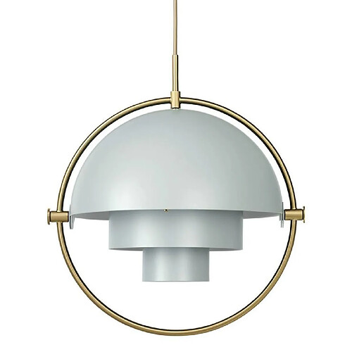 MULTI-LITE-Suspension Métal Ø36cm gris perle mat laiton doré câble doré GUBI - designé par Louis Weisdorf