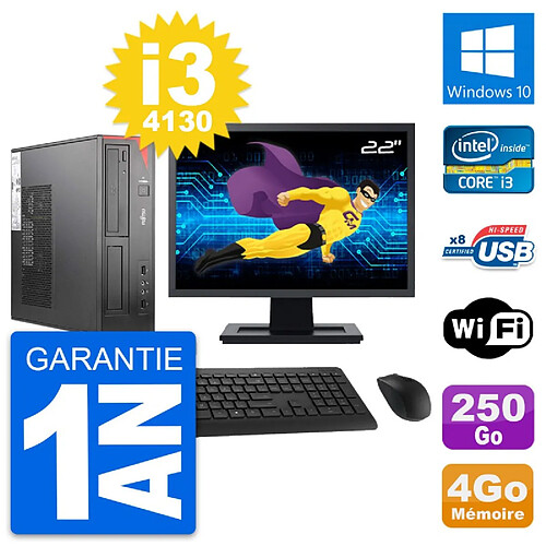 PC Fujitsu E520 DT Ecran 22" Intel i3-4130 RAM 4Go Disque 250Go Windows 10 Wifi · Occasion