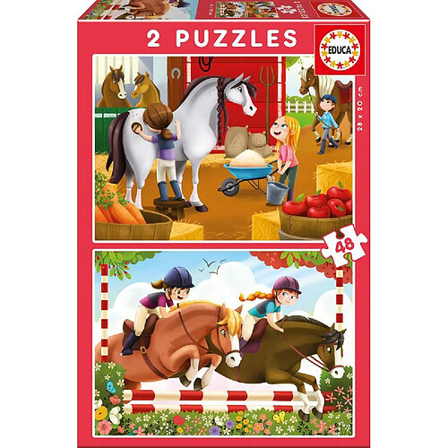 Educa Borras 2 puzzles de 48 pieces chevaux