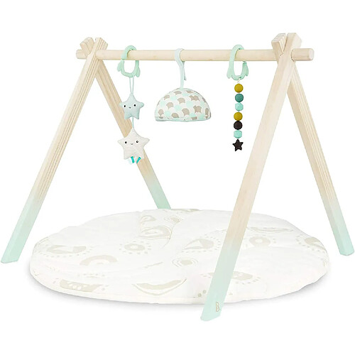 B. toys by Battat d?éveil et de Jeu ? Starry Sky ? 3 Jouets sensoriels ? Tapis en Coton Biologique ? Portique en Bois Naturel ? pour bébés et Enfants, BX1760C1Z, Menthe et Ivoire