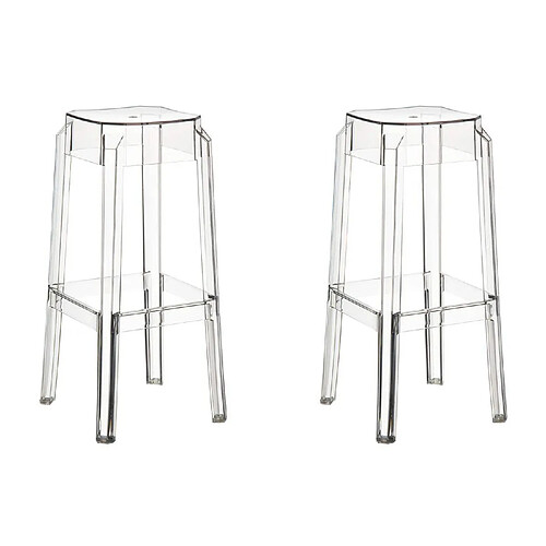 Decoshop26 Lot de 2 tabourets de bar empilable design moderne plastique transparent 10_0000231