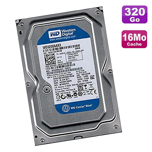 Disque Dur 320Go SATA 3.5" Western Digital WD3200AAKX-753CA1 7200RPM 16Mo · Occasion