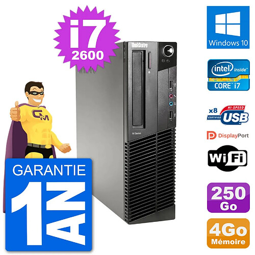 PC Lenovo M91p SFF Intel i7-2600 RAM 4Go Disque Dur 250Go Windows 10 Wifi · Occasion