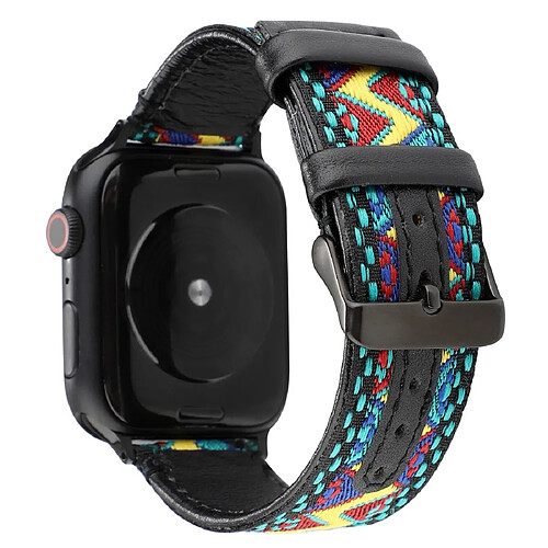 Wewoo Pour Apple Watch séries 5 et 4 Bracelet en cuir véritable de style ethnique 38 mm40 mm / 3 et 2 et 1 de 38 mm petit frais