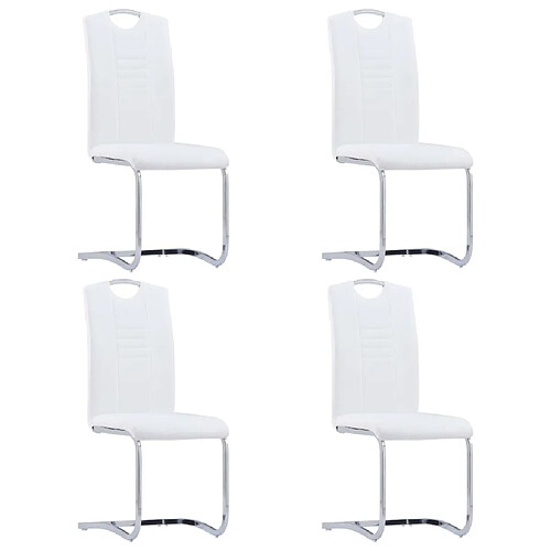 vidaXL Chaises à manger cantilever lot de 4 blanc similicuir