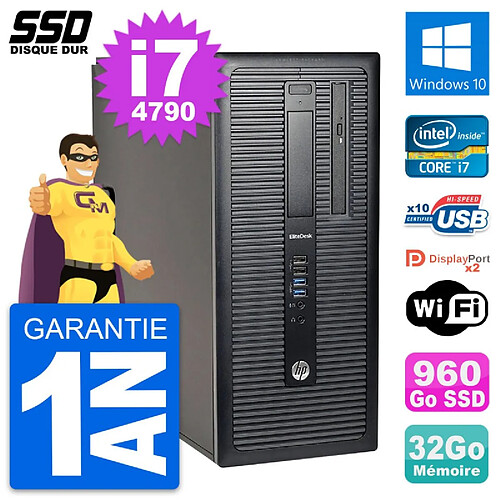 PC Tour HP EliteDesk 800 G1 Intel i7-4790 RAM 32Go SSD 960Go Windows 10 Wifi · Occasion