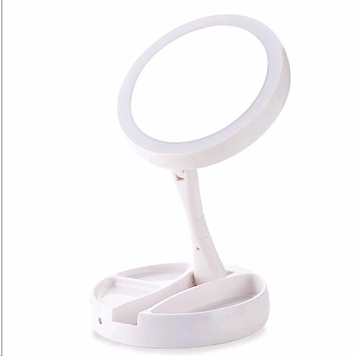 Universal USB pliable, rechargeable ou batterie, miroir LED, maquillage, coiffeur blanc, miroir de maquillage, avec lumière, zoom 10x Miroir de table | Miroir de bain