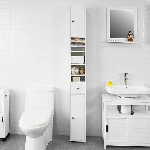 SoBuy BZR34-W Meuble de Rangement Salle d Bain Meuble Colonne Armoire de Toilette Meuble WC