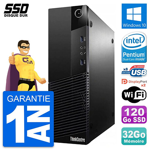 PC Lenovo ThinkCentre M83 SFF Intel G3220 RAM 32Go SSD 120Go Windows 10 Wifi · Occasion