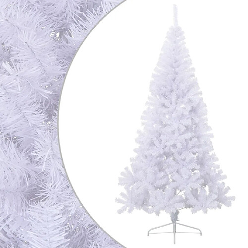 vidaXL Sapin de Noël artificiel moitié avec support blanc 210 cm PVC