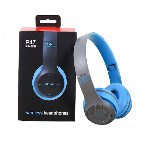 Universal Casque sans fil bleu, casque basse stéréo pliable, casque pour enfants, cadeau, avec microphone, adaptateur USB Bluetooth 5.0, jeux vidéo | Casque Bluetooth