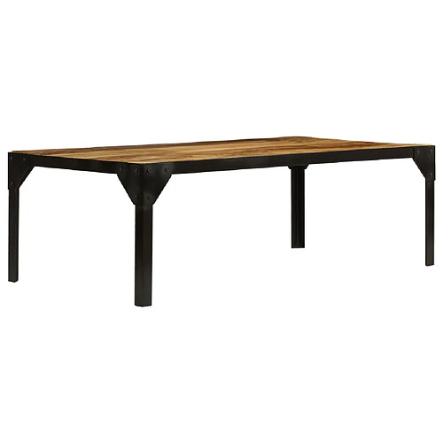 vidaXL Table basse Bois massif de manguier brut et acier 110 cm