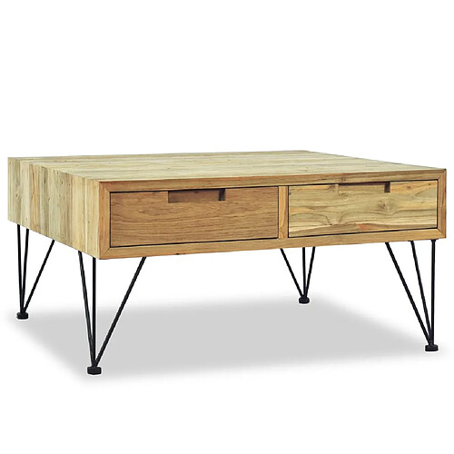 vidaXL Table basse 80x80x40 cm Teck massif