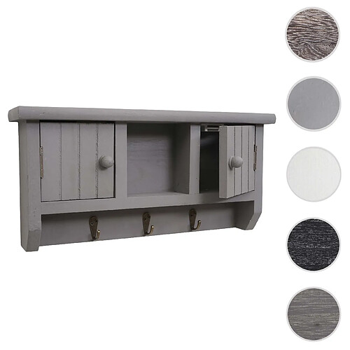 Mendler Armoire à clés HWC-A48, armoire à clés avec portes et crochets, bois massif ~ gris