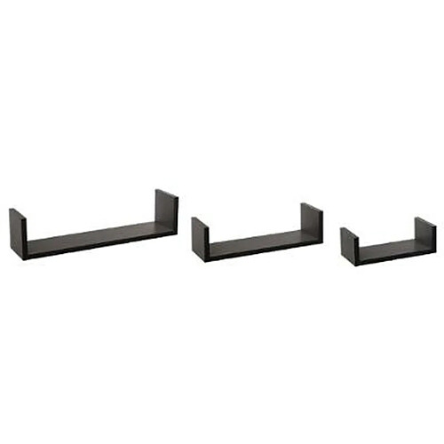 Lot de 3 Étagères Murales Bord 42cm Noir