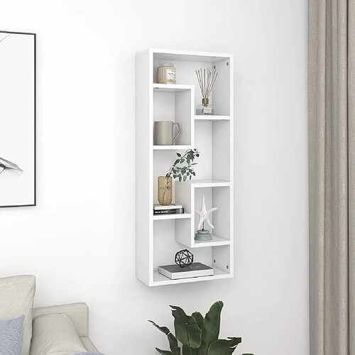 vidaXL Étagère murale Blanc 36x16x90 cm Bois d'ingénierie