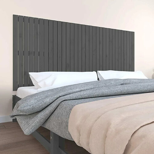 Maison Chic Tête de lit scandinave pour lit adulte,Meuble de chambre murale Gris 204x3x90 cm Bois massif de pin -MN56382