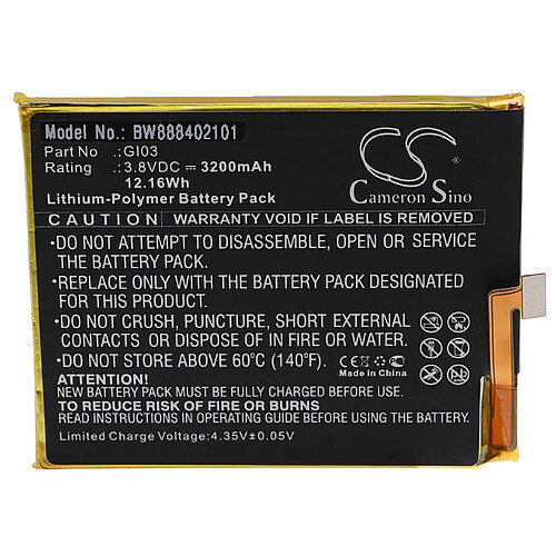 vhbw Batterie remplacement pour Gigaset GI03 pour téléphone portable (3200mAh, 3,8V, Li-polymère)